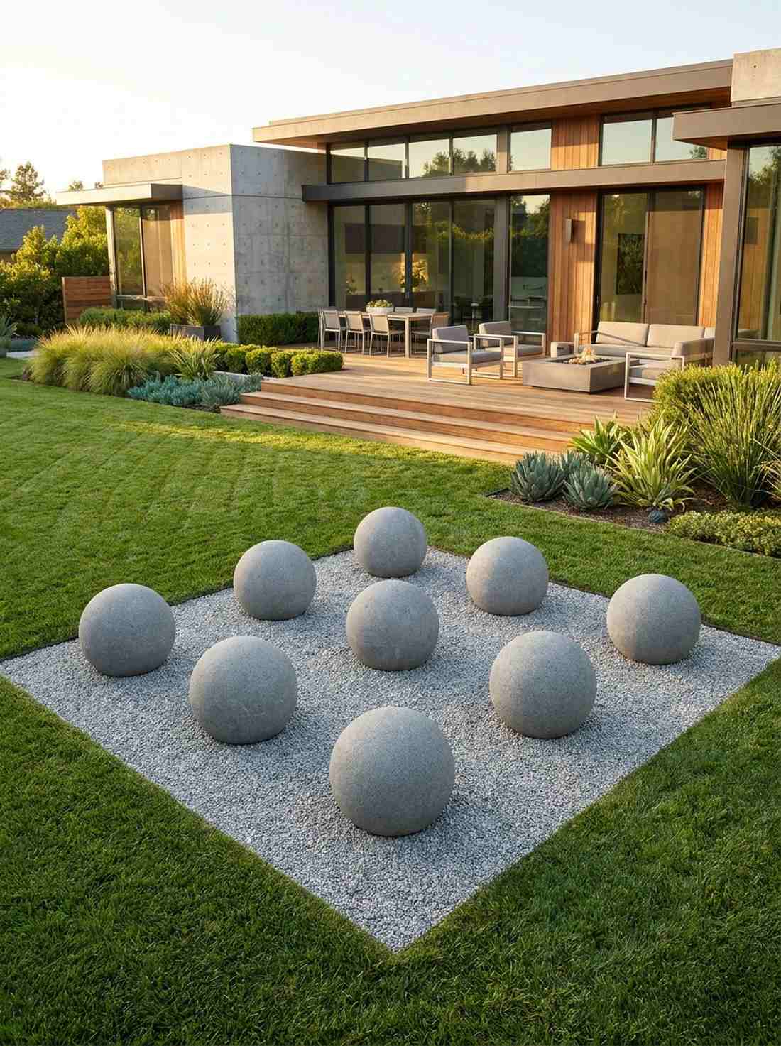 geometric grid boulder array