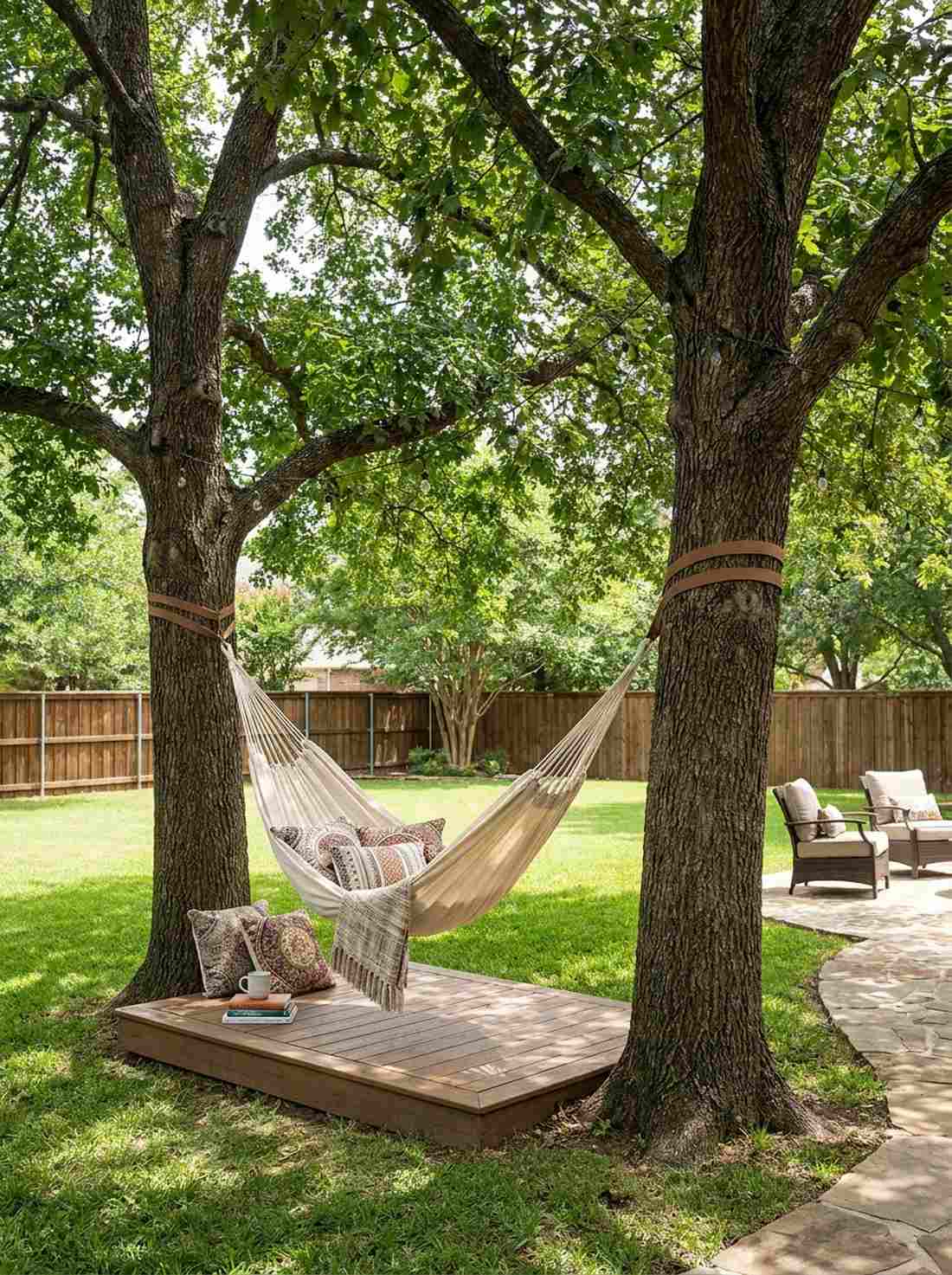 hammock nook between trees or posts