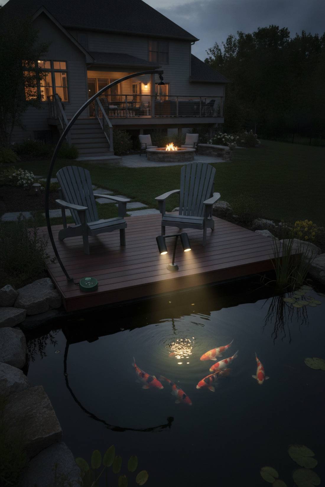 koi pond viewing lights