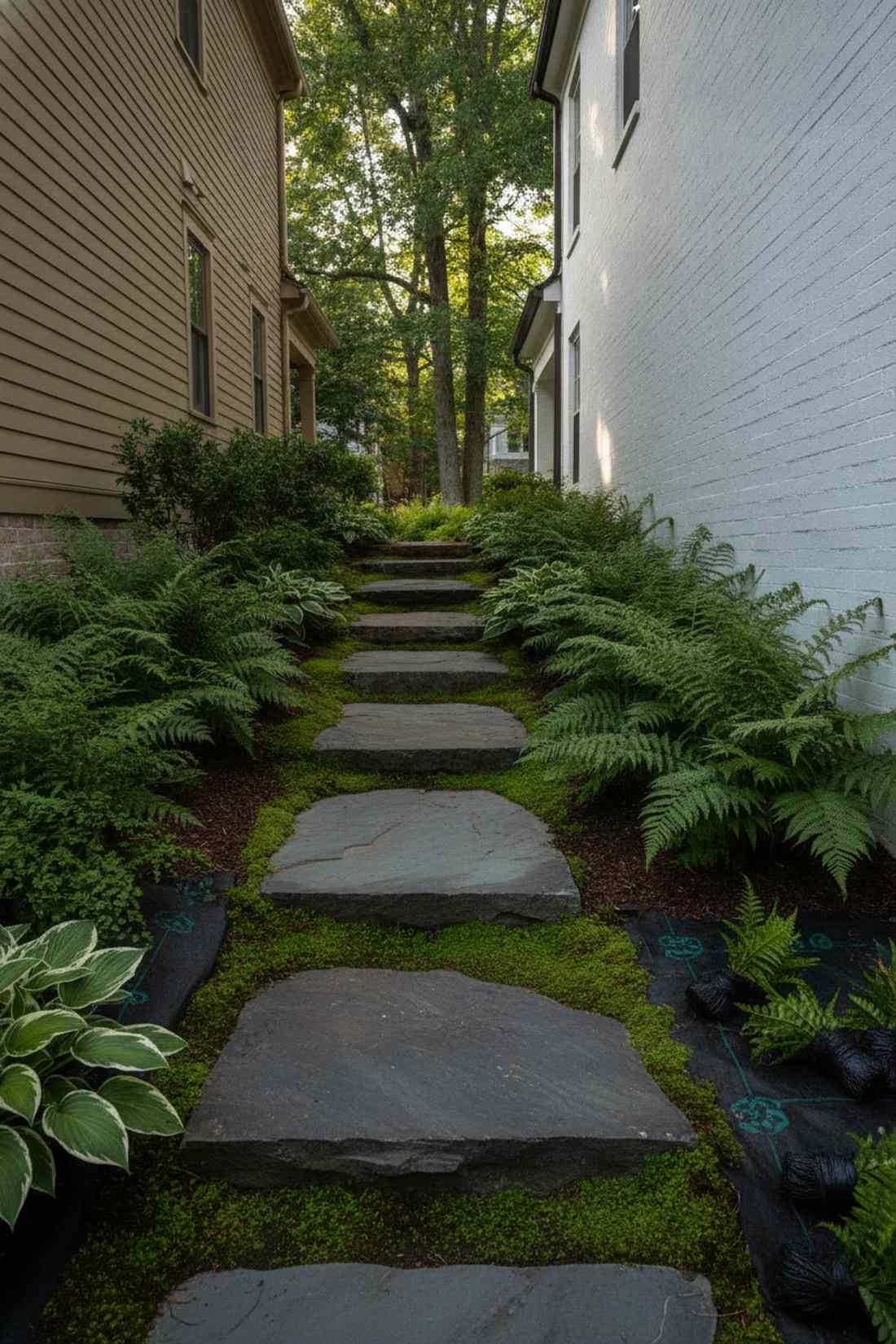 narrow side yard pathway