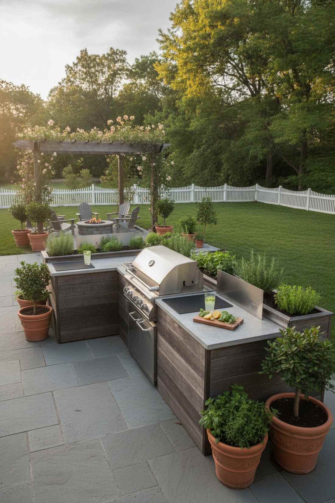 outdoor kitchen garden integration