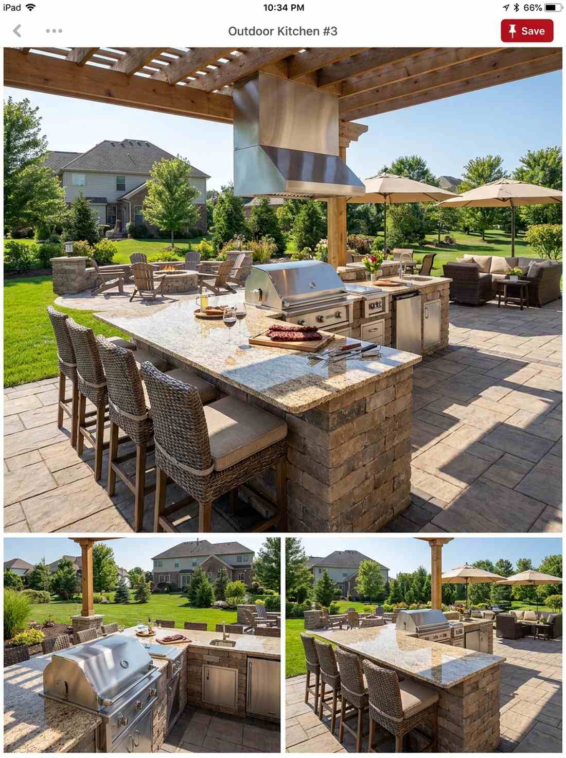 outdoor kitchen island with bar height table