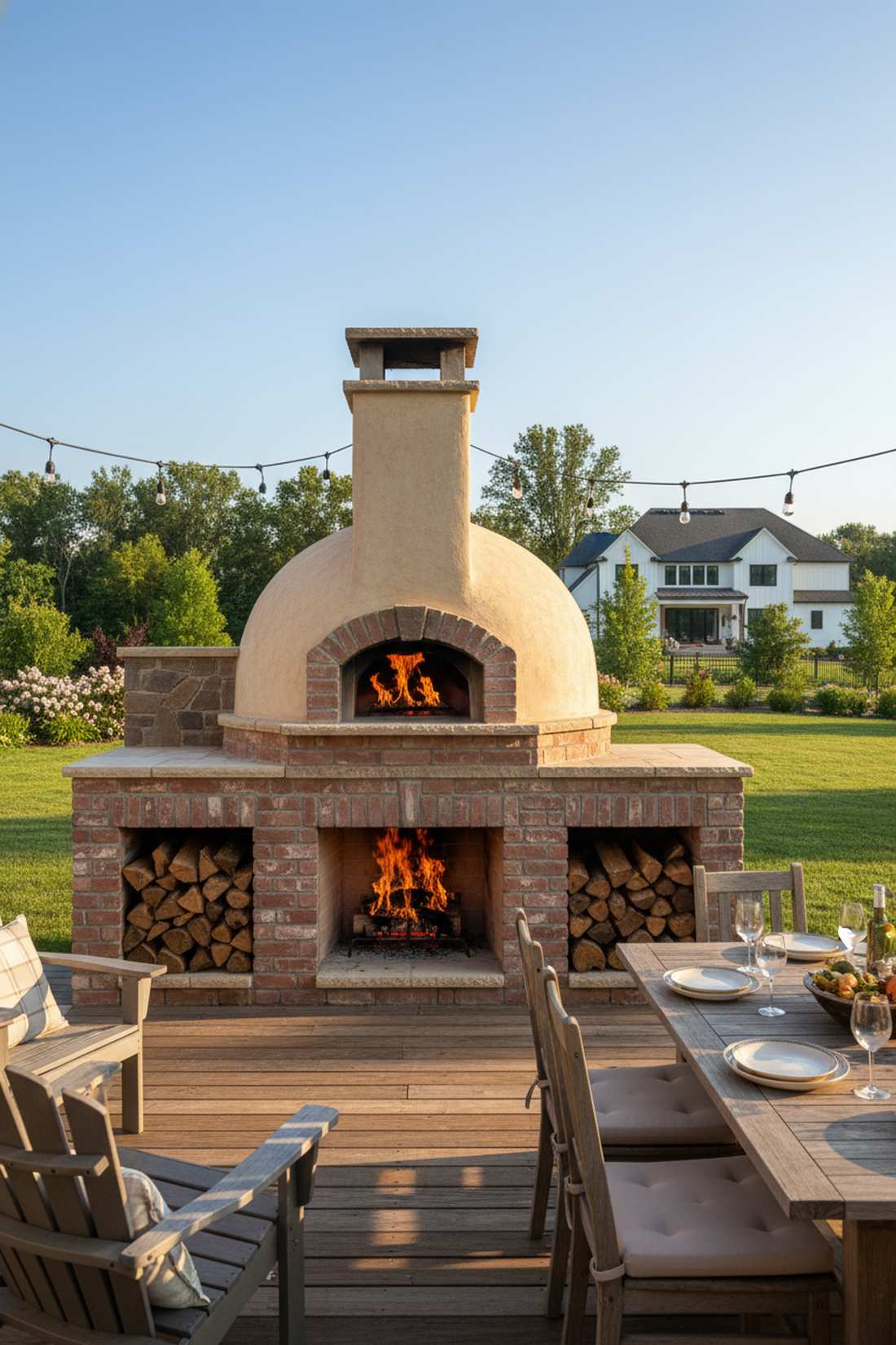 pizza oven and fireplace combination wall