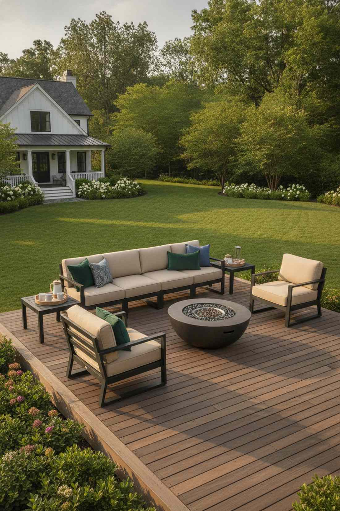 sand colored cushions on dark furniture