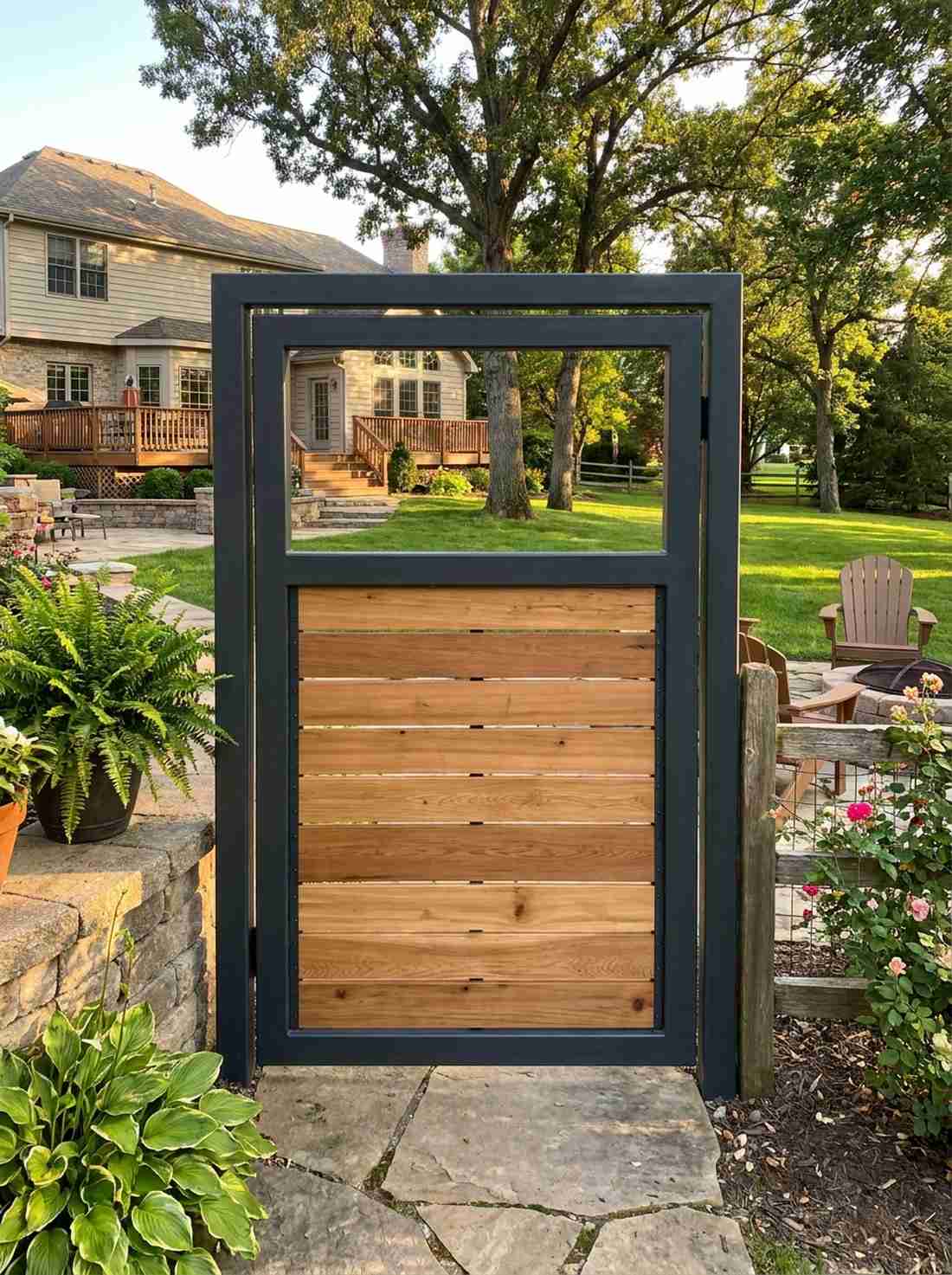 steel frame wood infill gate