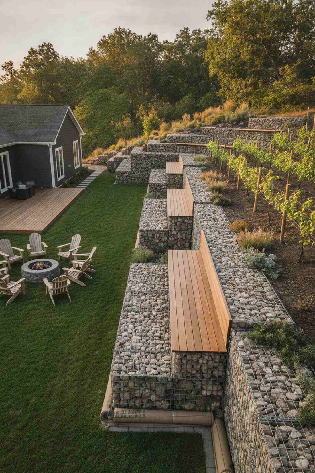 stepped gabion terrace system