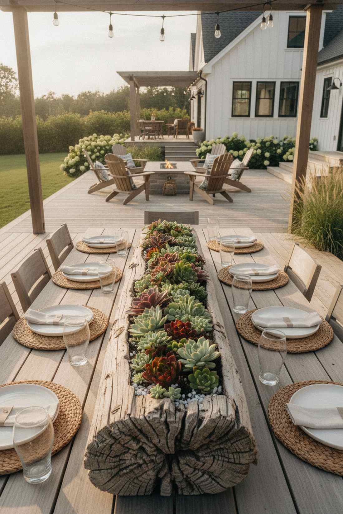 succulents in driftwood planters