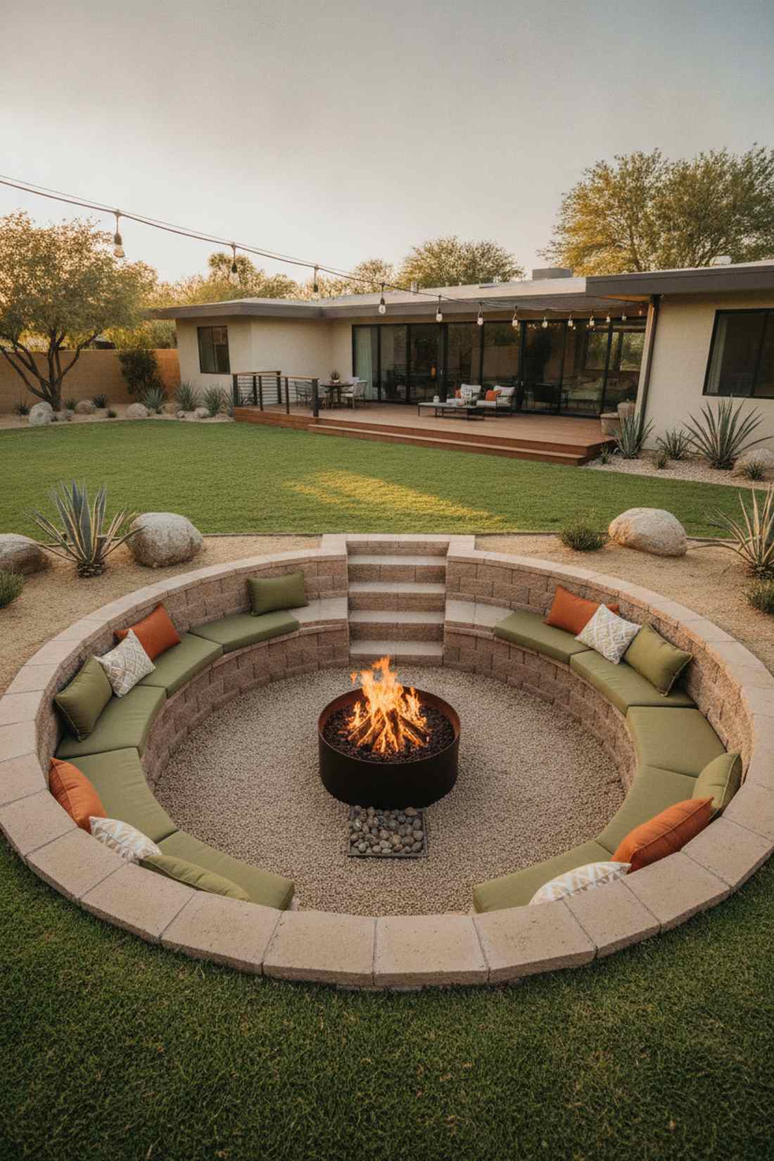 sunken fire pit seating