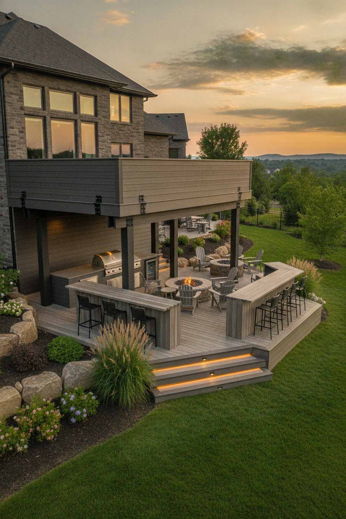 tiered deck bars with elevation changes