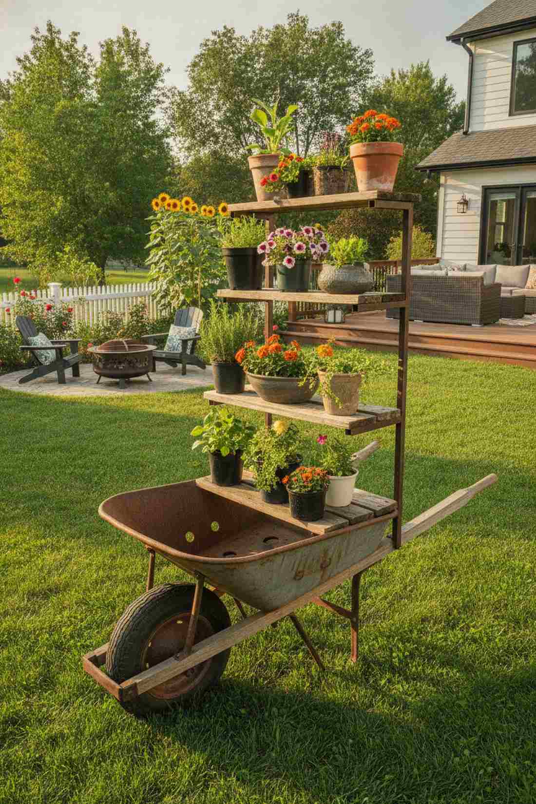 tiered wheelbarrow mobile garden