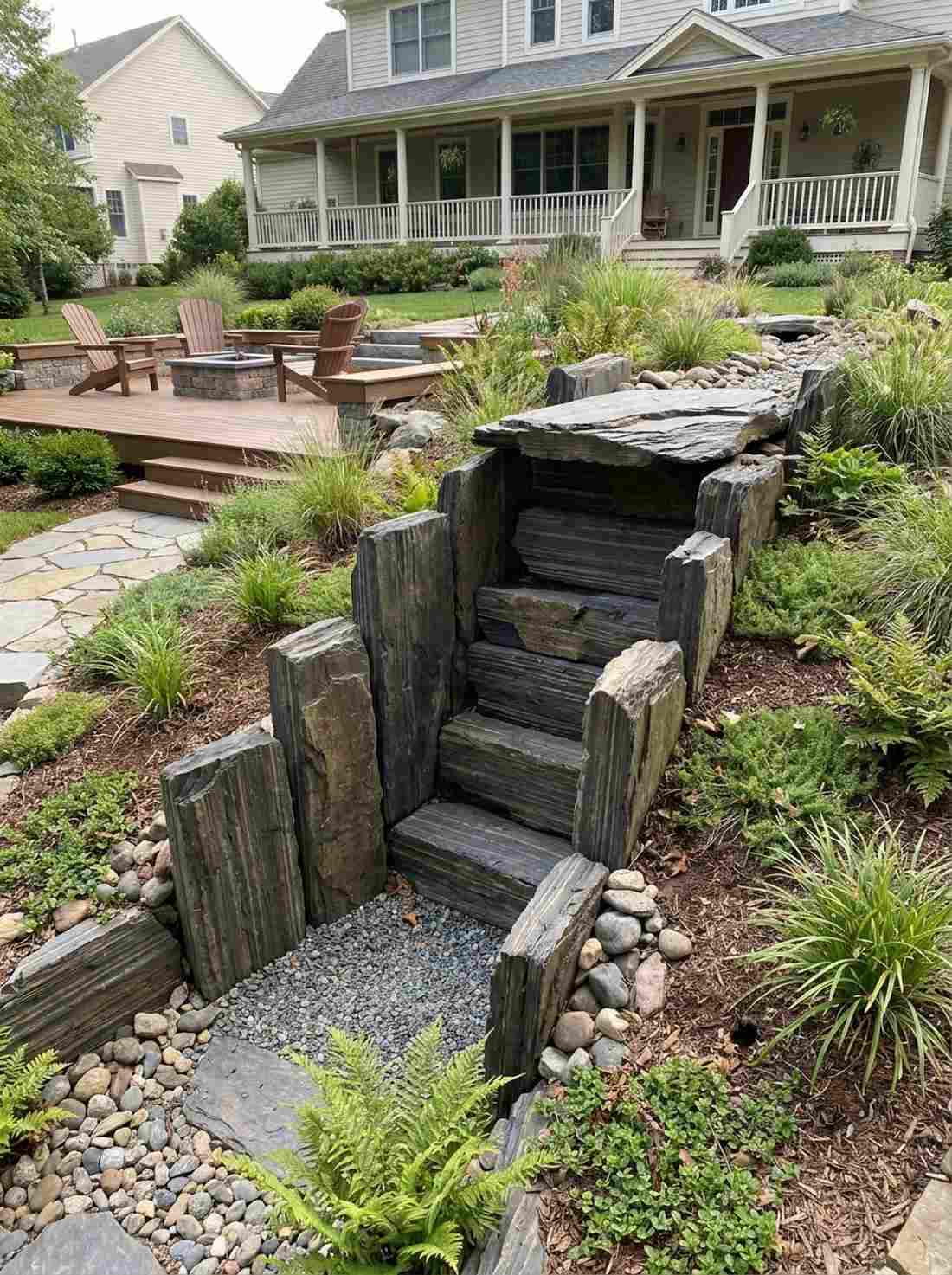 vertical waterfall stones