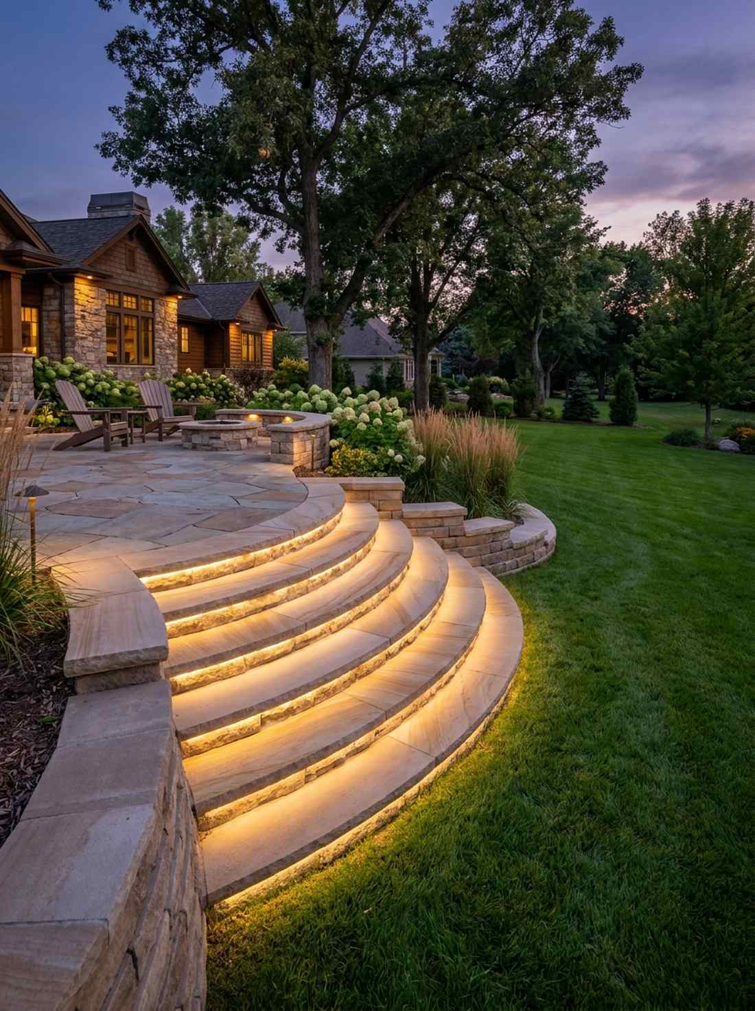 curved stone step integration