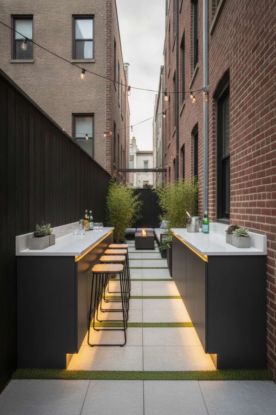 galley style bars for narrow lots