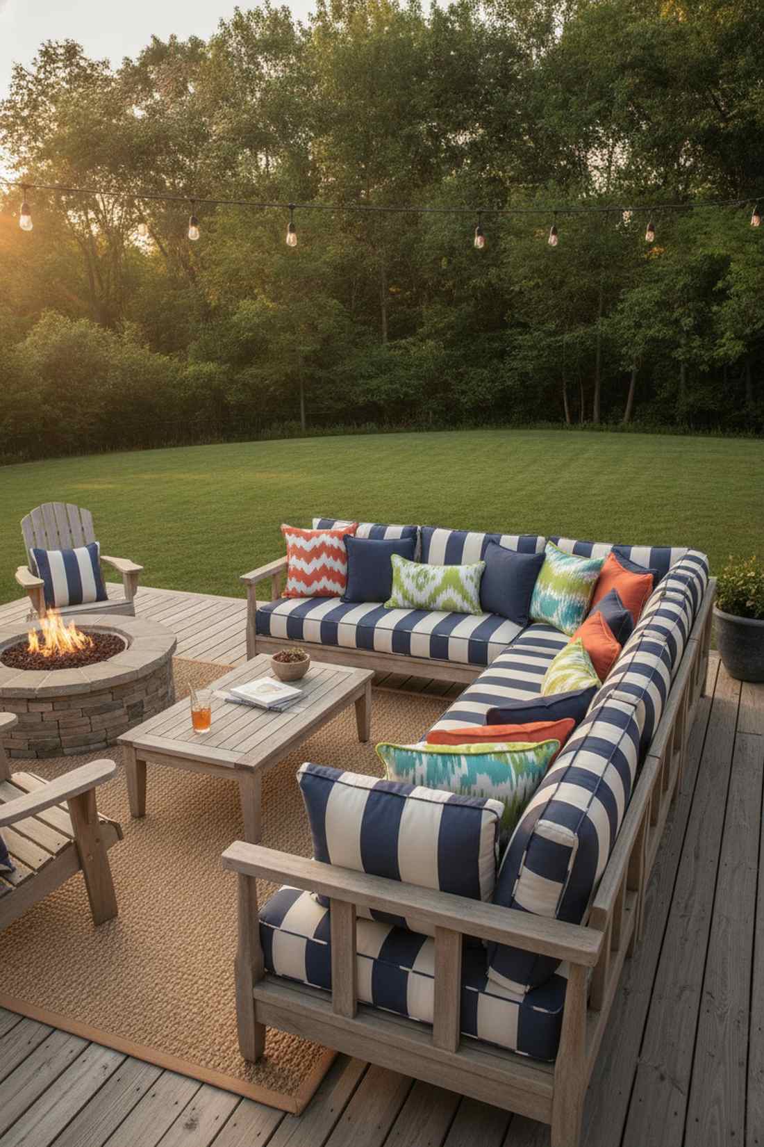 layered outdoor cushions and pillows