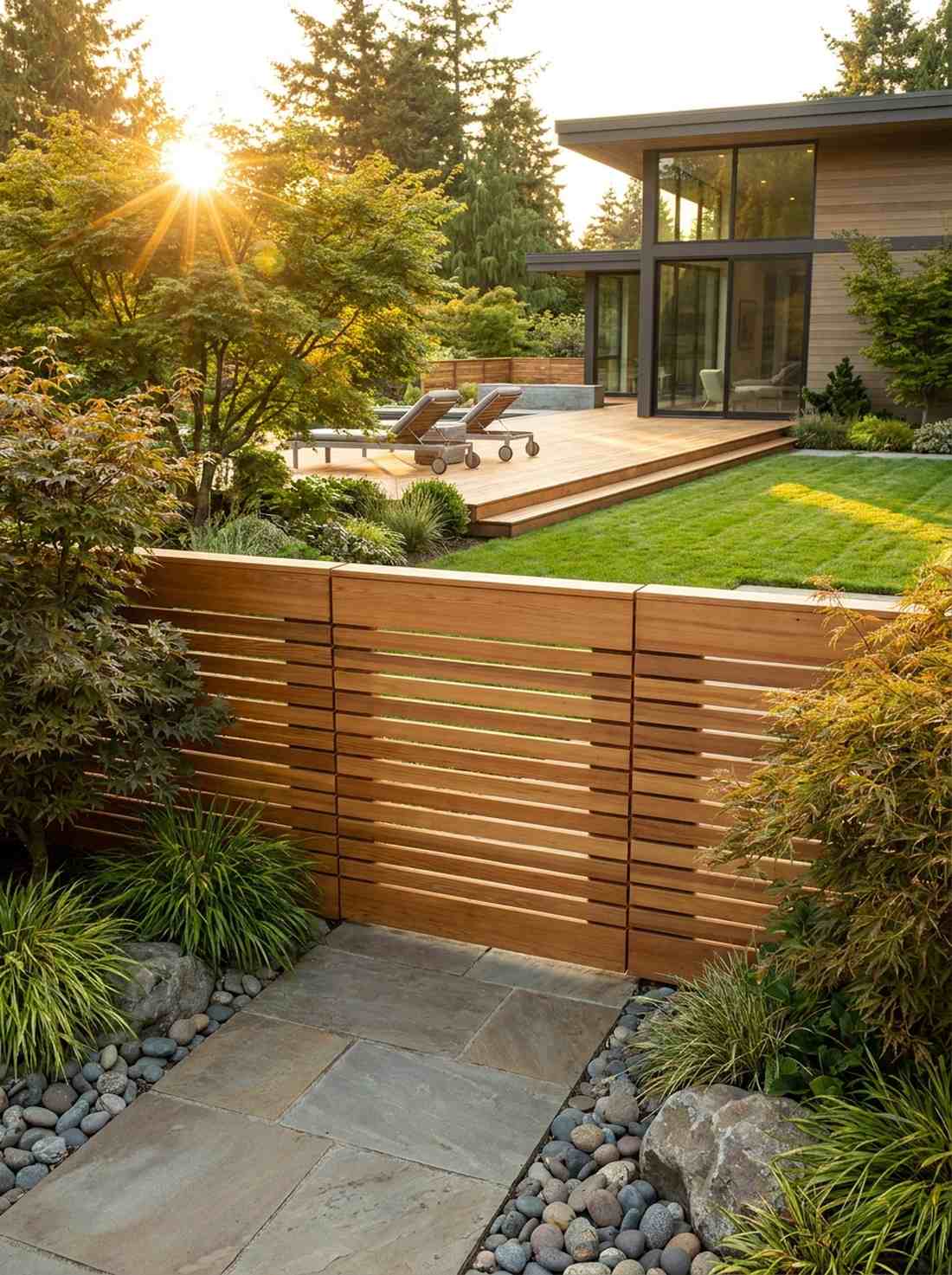 minimalist wood slat gate