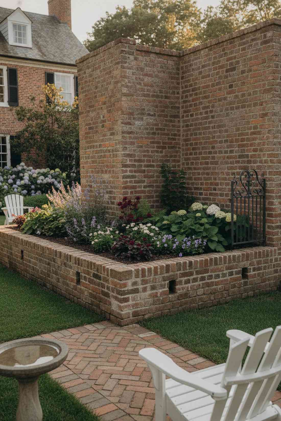 mortared brick bed