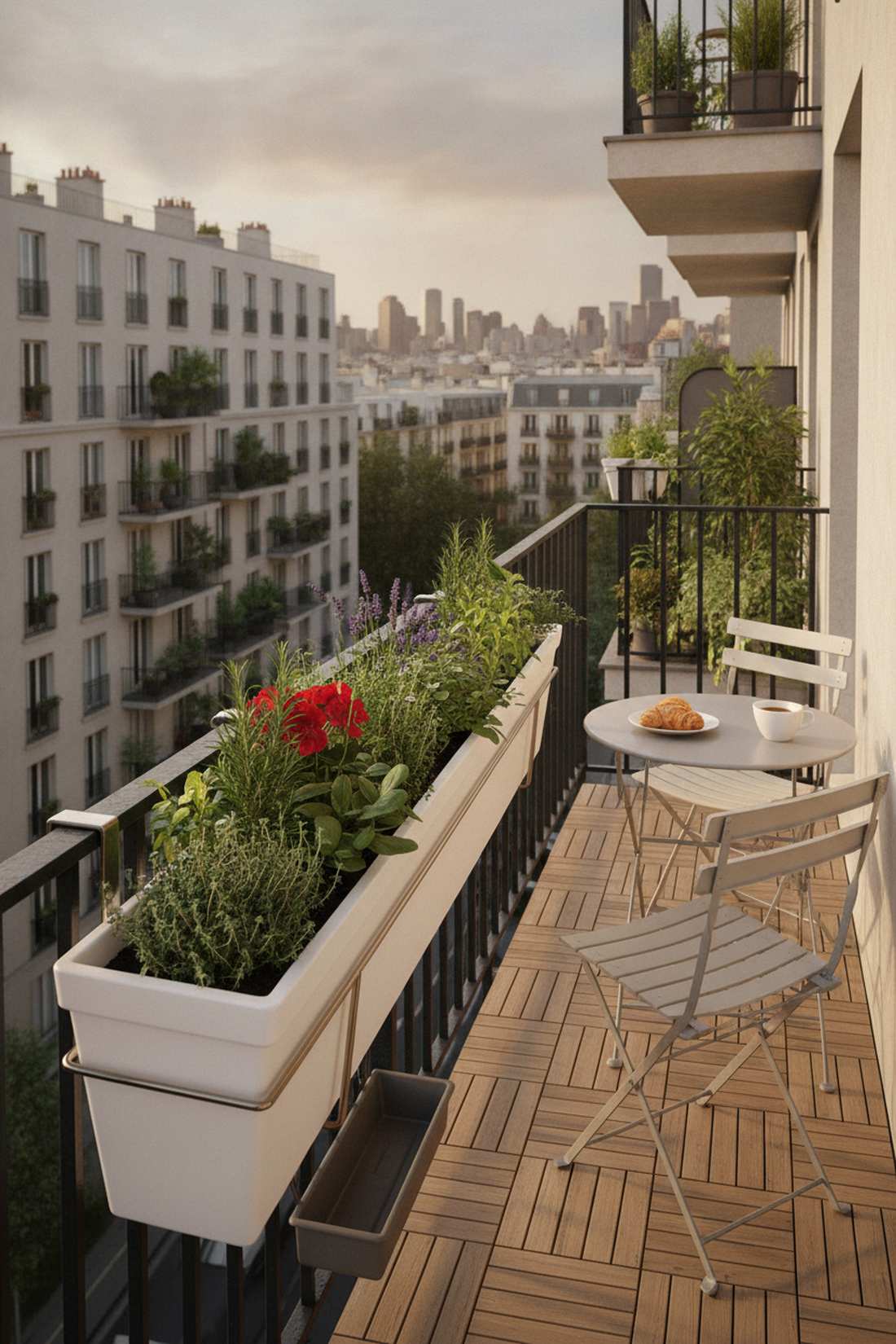 narrow balcony rail planter