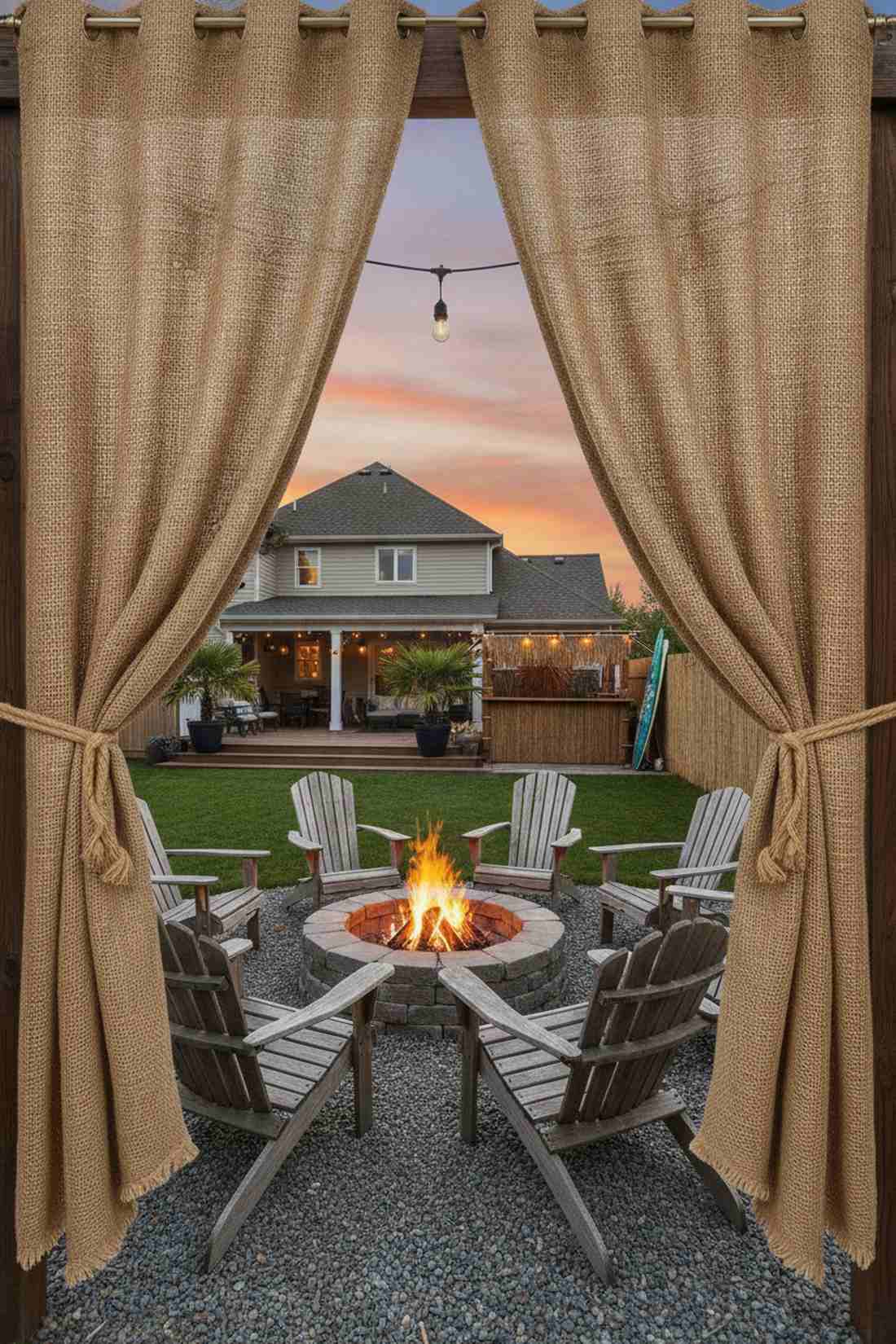 outdoor burlap curtains