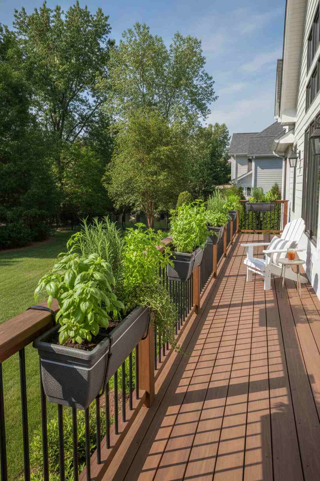 railing mounted herb boxes
