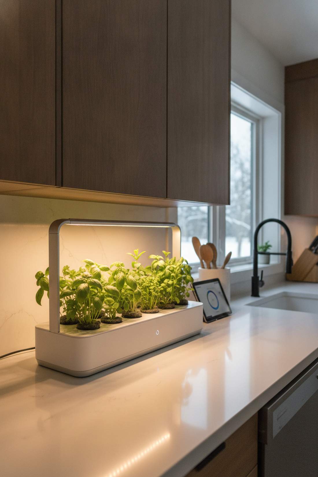 under lit led smart herb planter