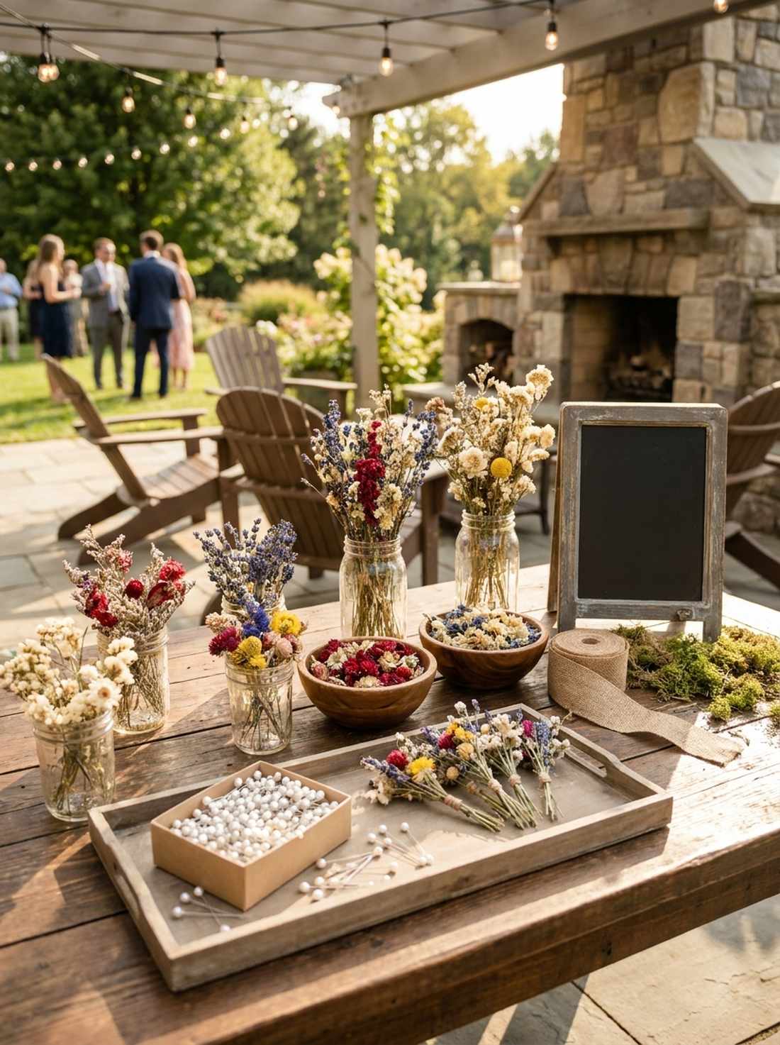 wildflower boutonniere station for guests