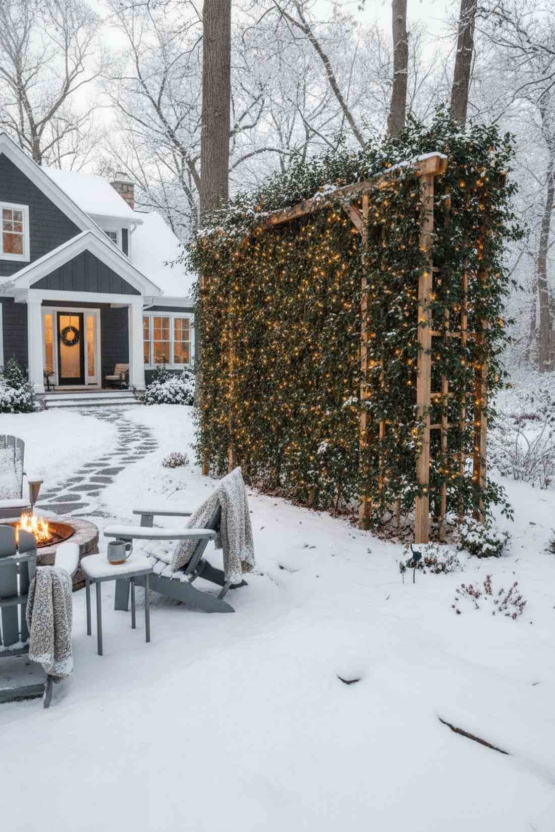 winter evergreen vine frameworks