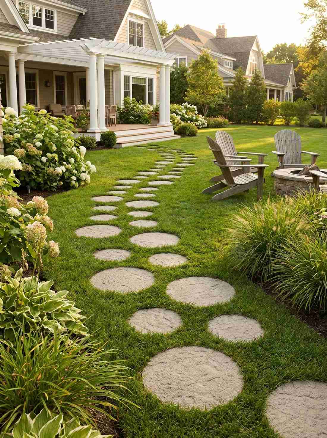 circular stepping stones with natural spacing