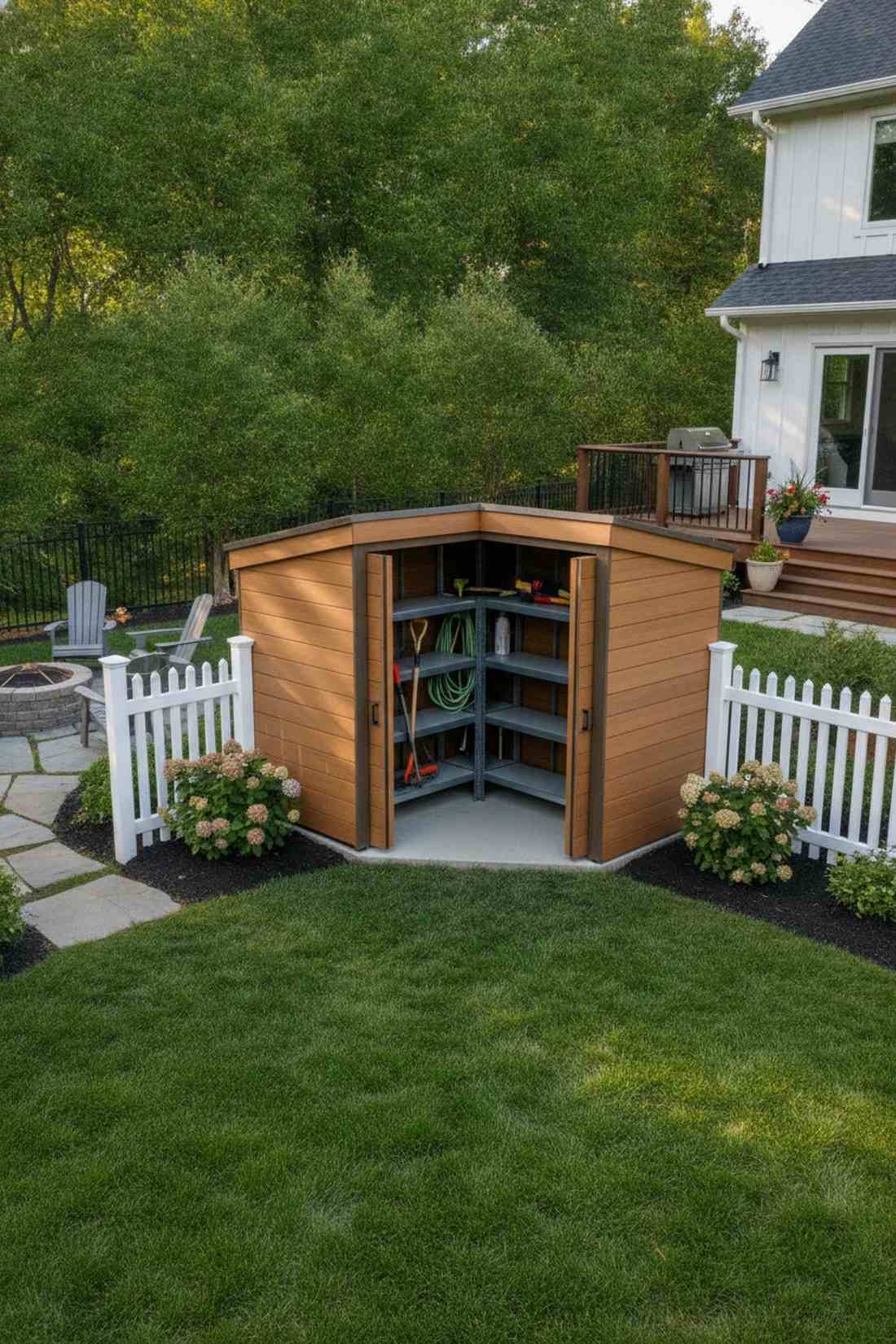 corner wedge shed