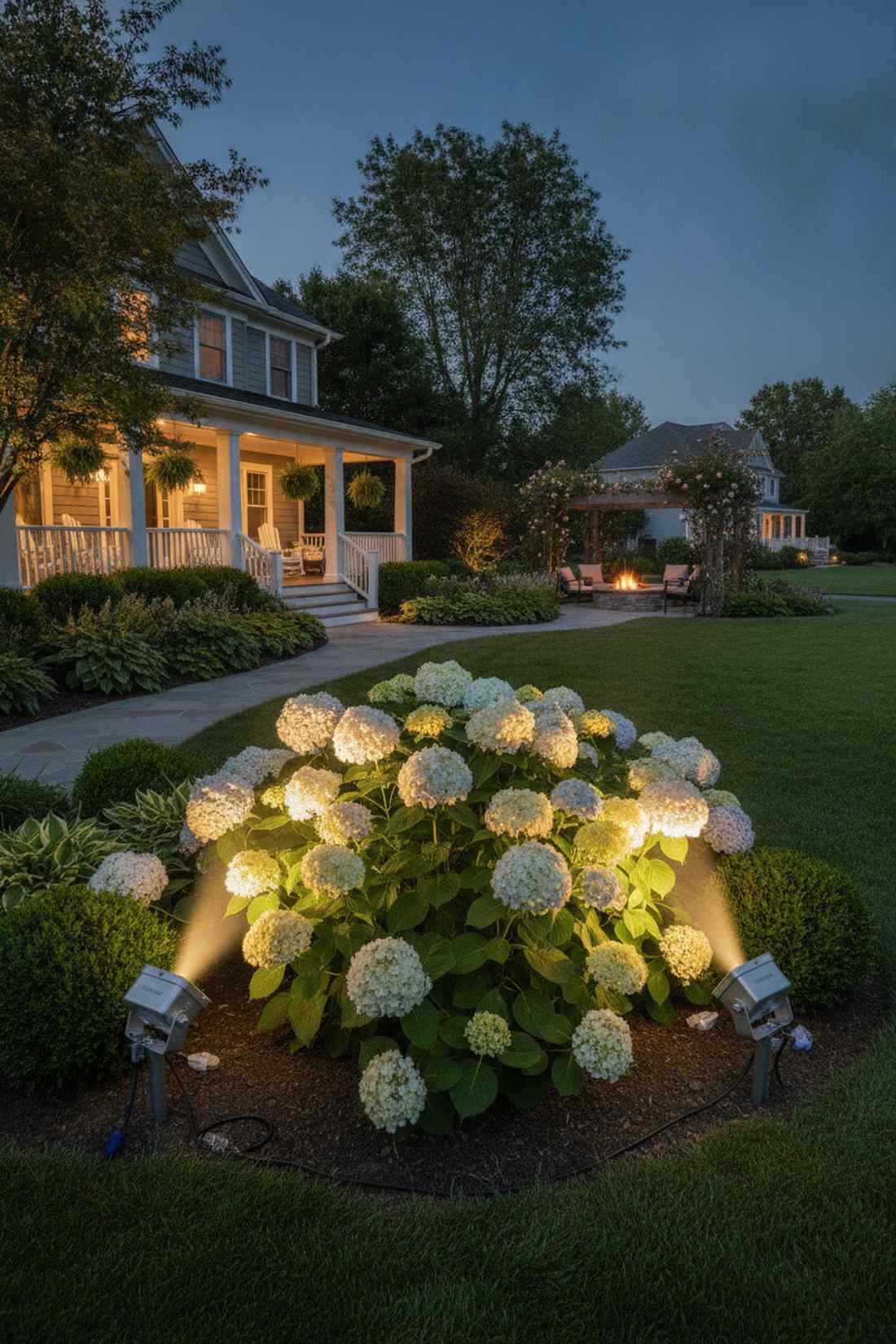 dual angle uplighting for wide canopy flowers