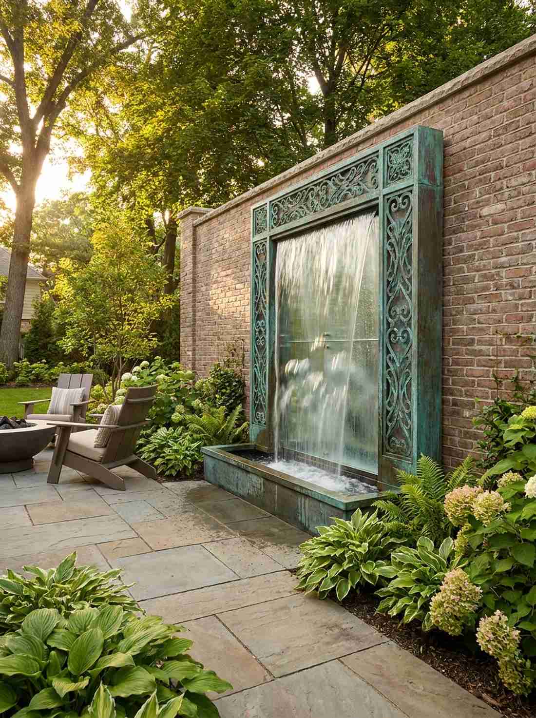 filigree bronze framed water wall