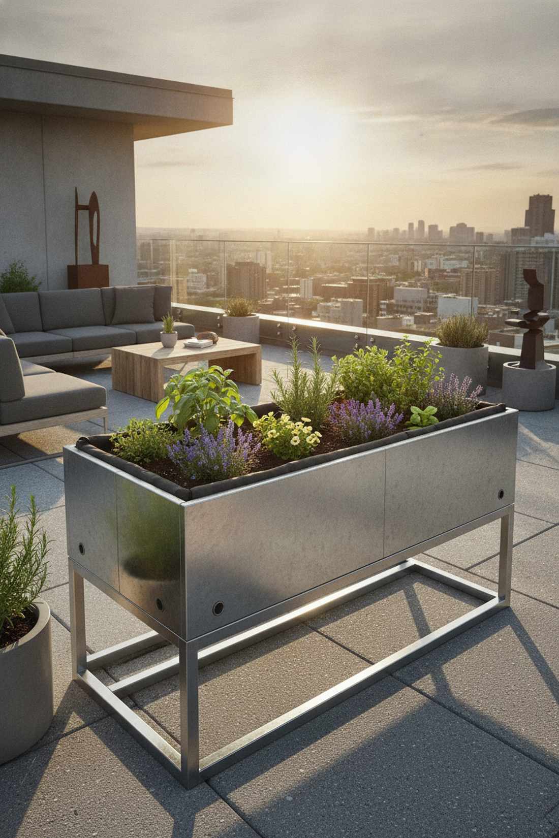 galvanized steel elevated planter