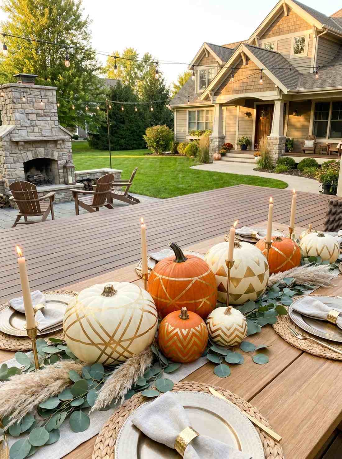 gold geometric pattern pumpkins