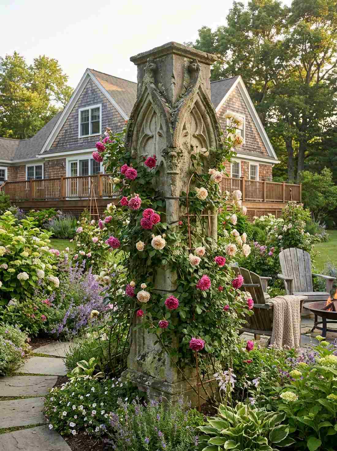 gothic pointed arch limestone pillar