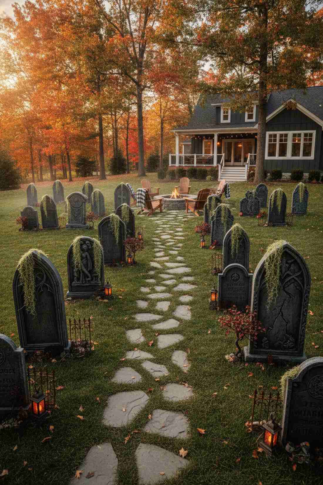 gothic tombstone garden