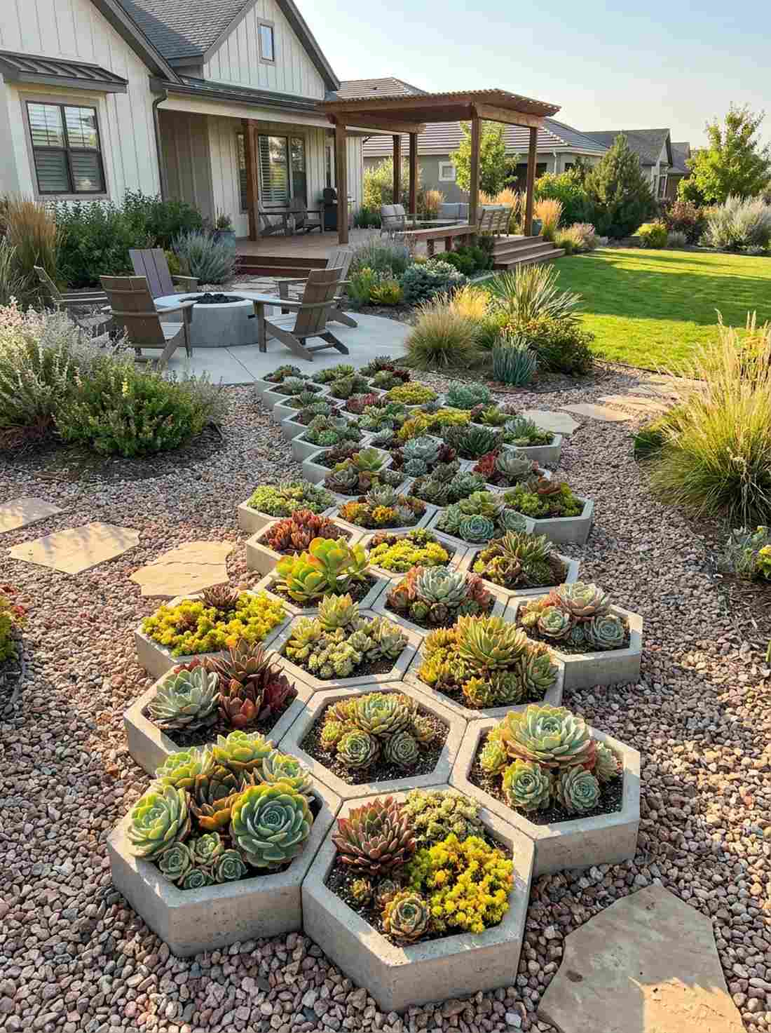 hexagonal succulent clusters