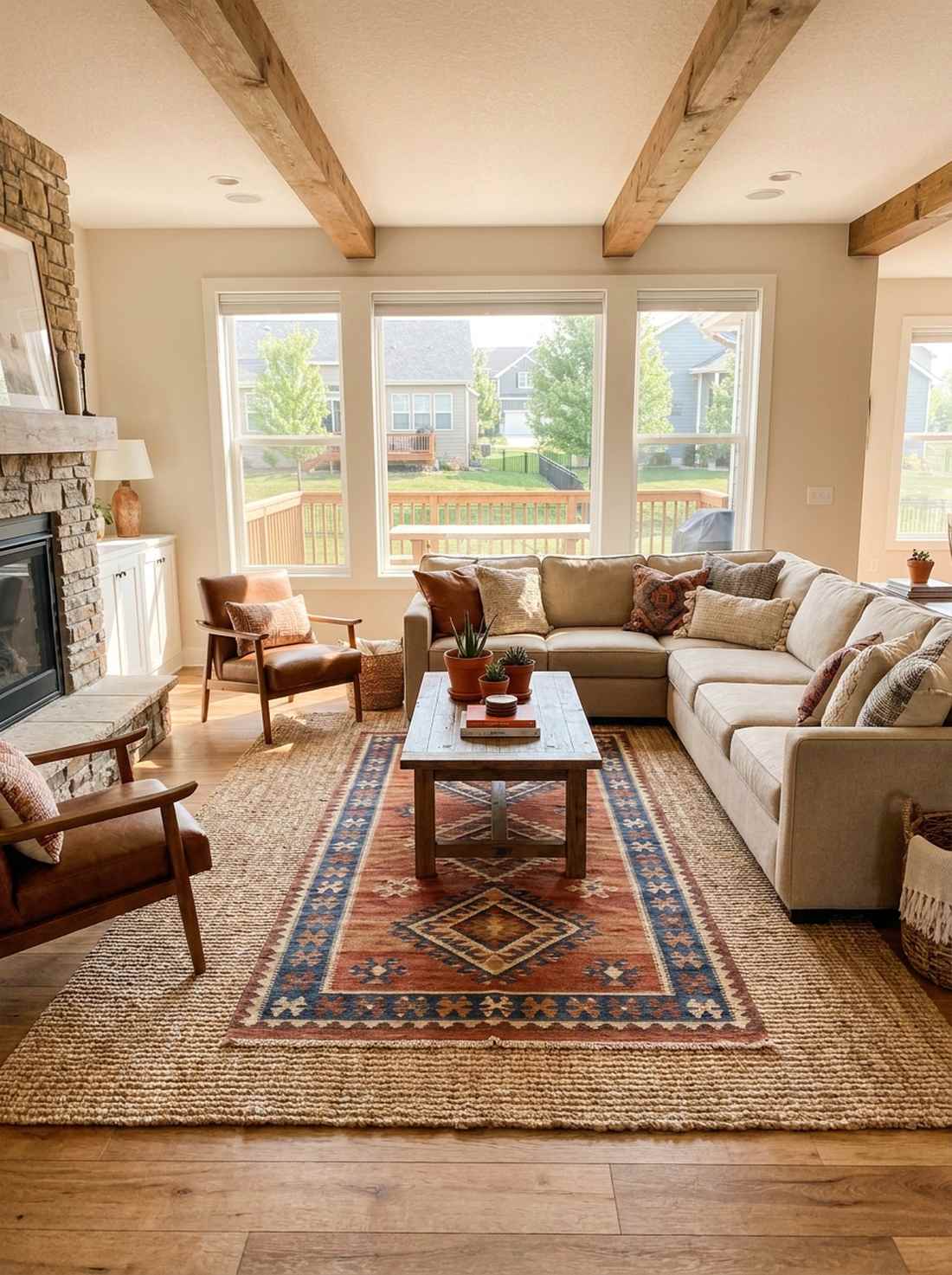 layered southwestern rugs