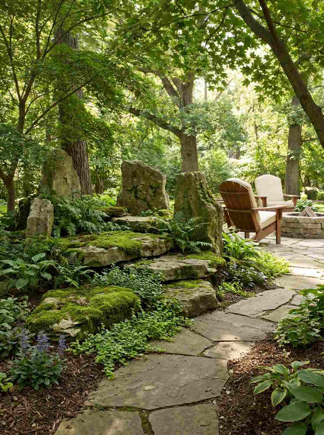 moss and stone composition