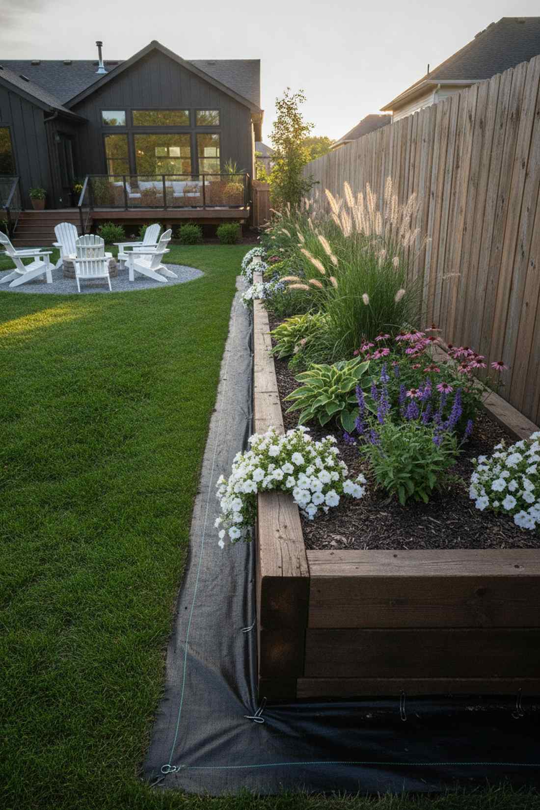 narrow three by ten border bed