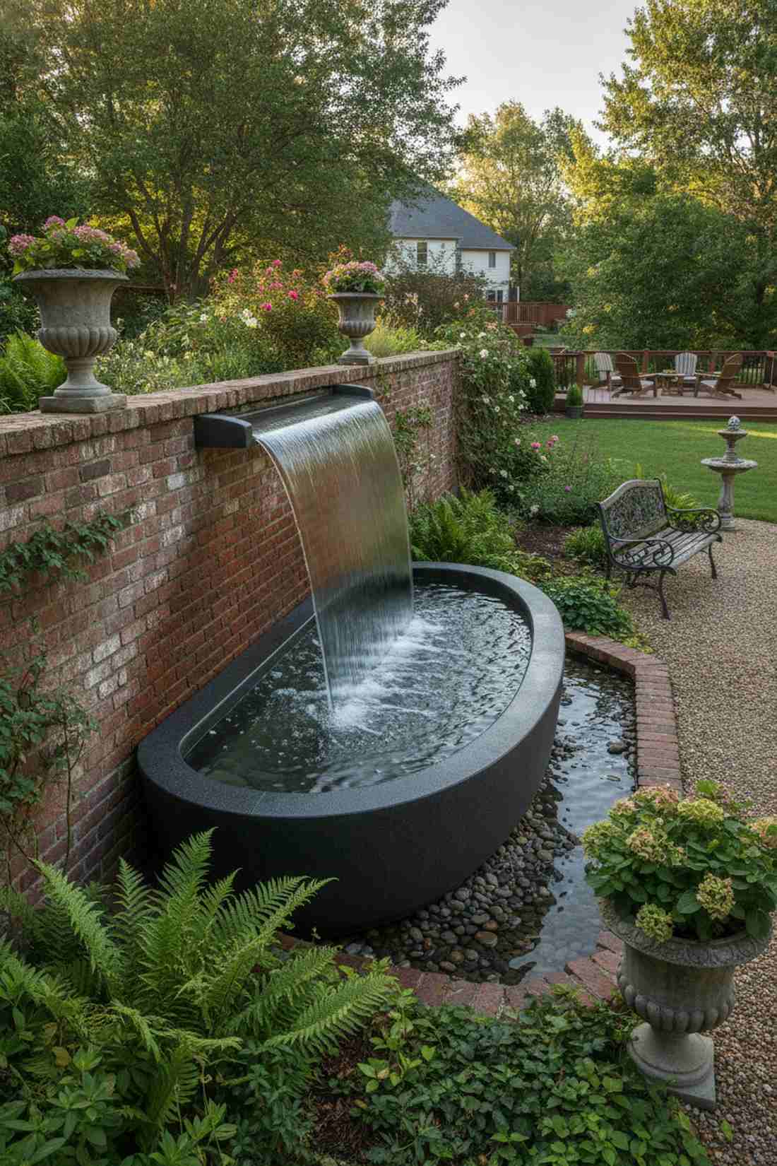 oval basin cascading fountain