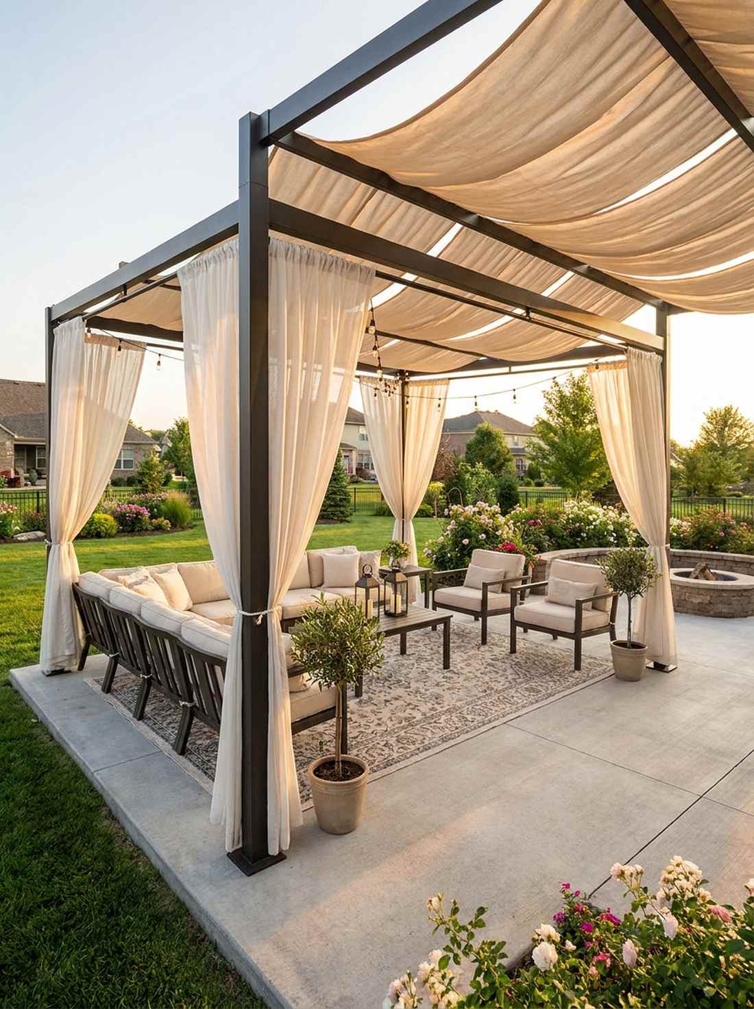 pergola covered lounge
