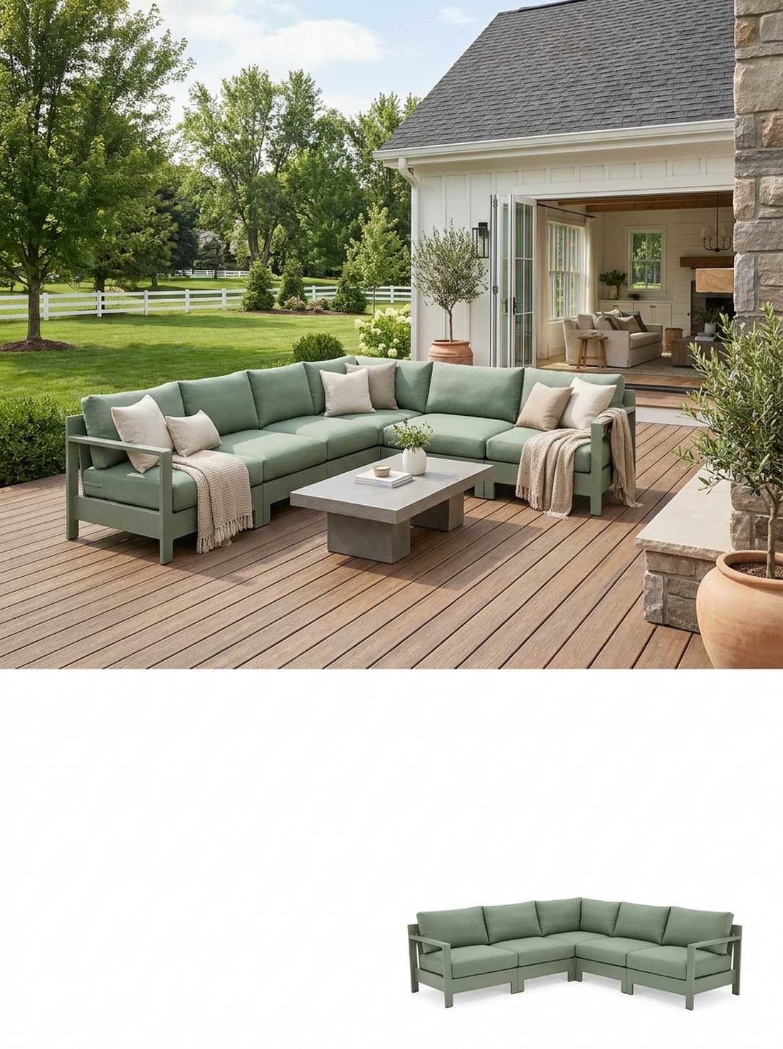 sage green modular sectional