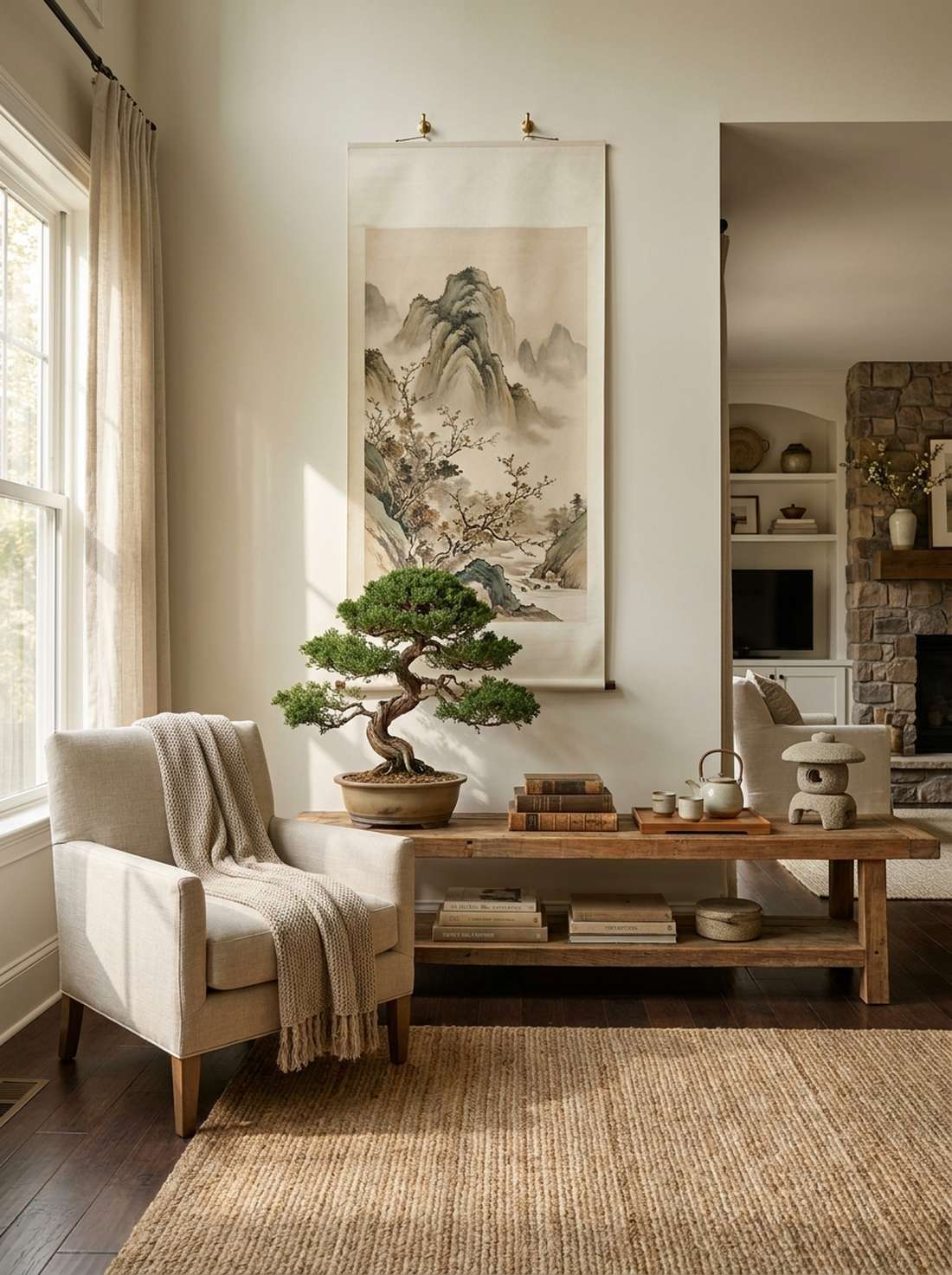 scroll painting bonsai pairing