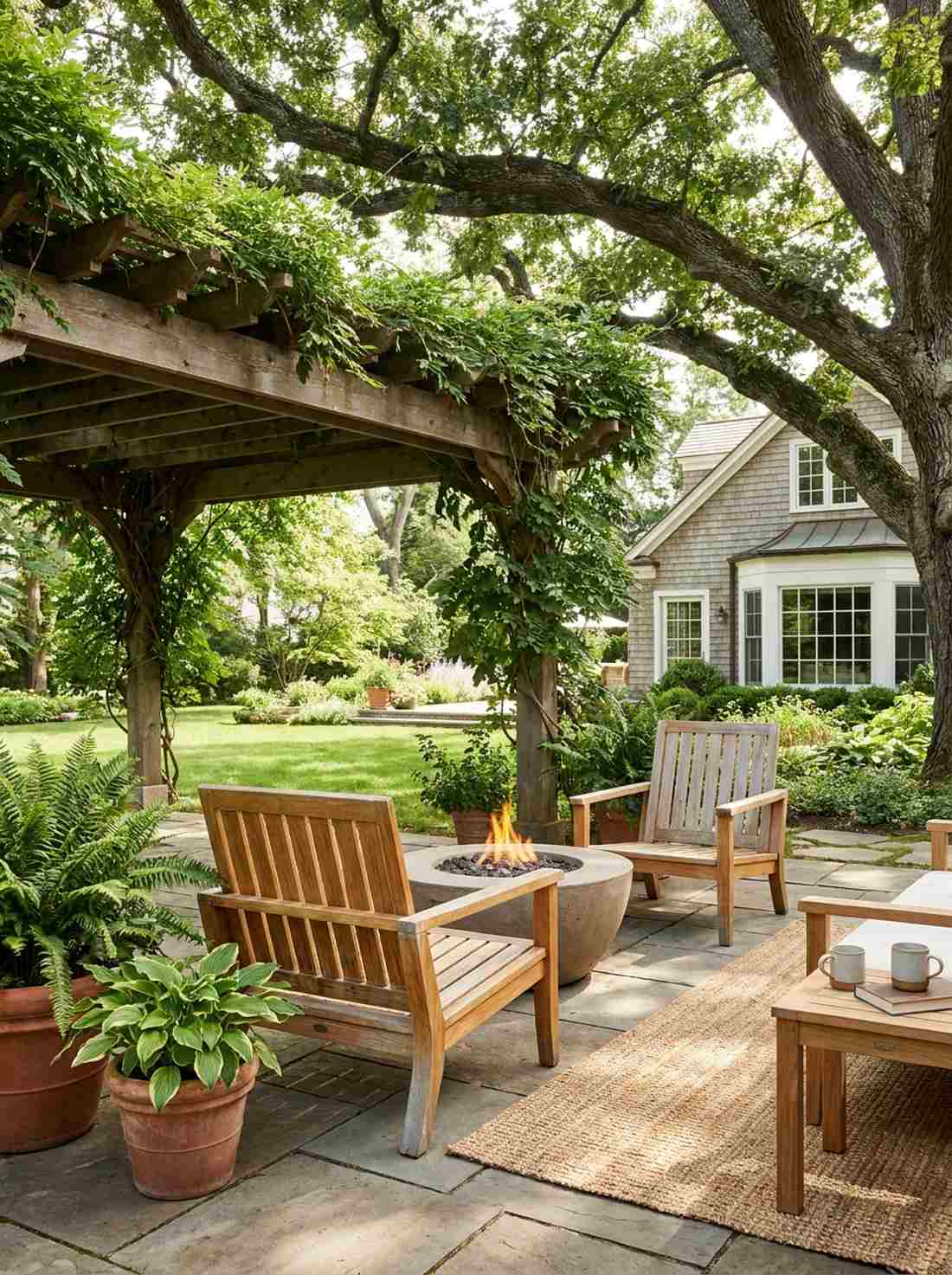 slatted teak armchairs