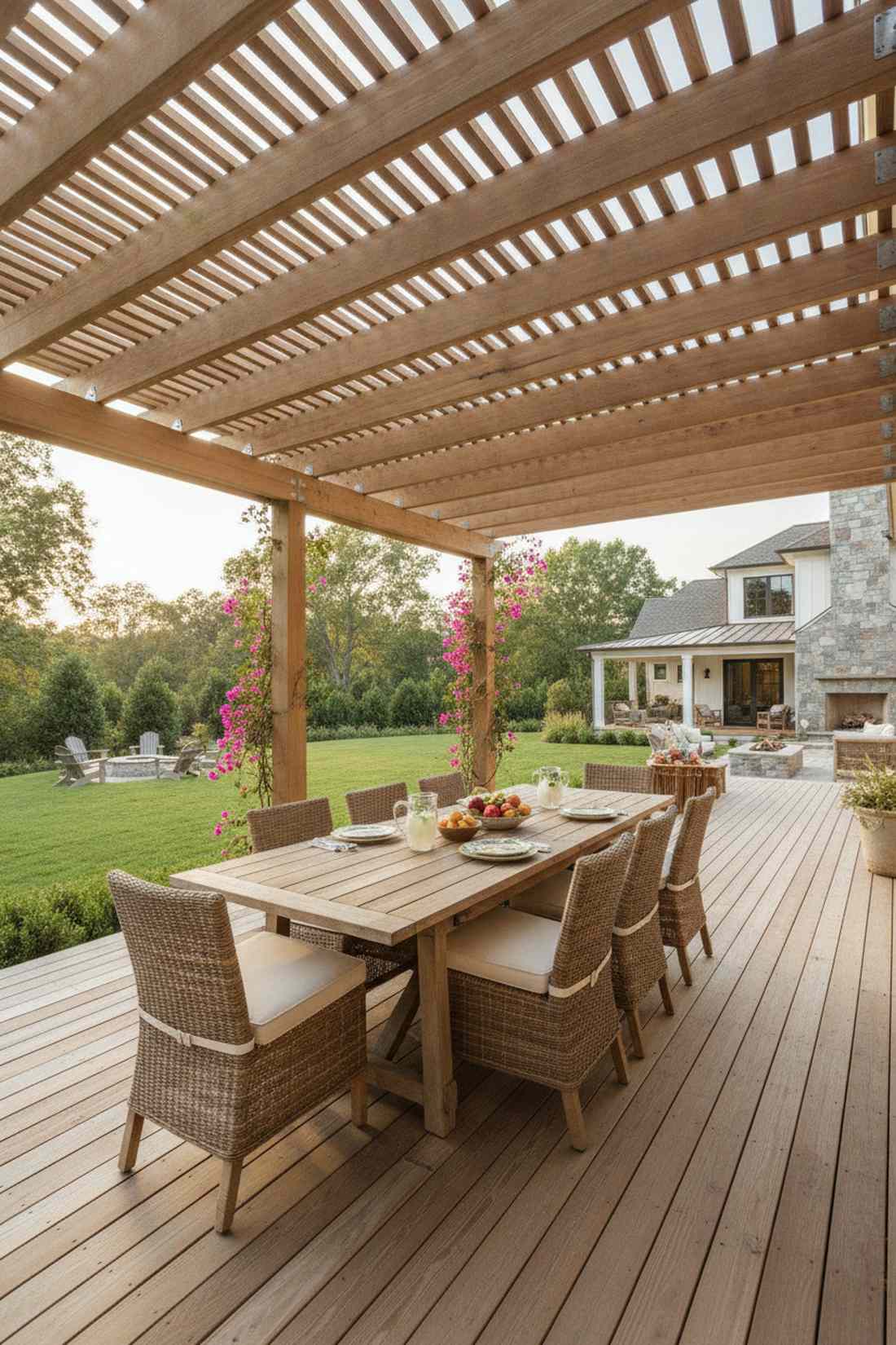 slatted wood pergola covers