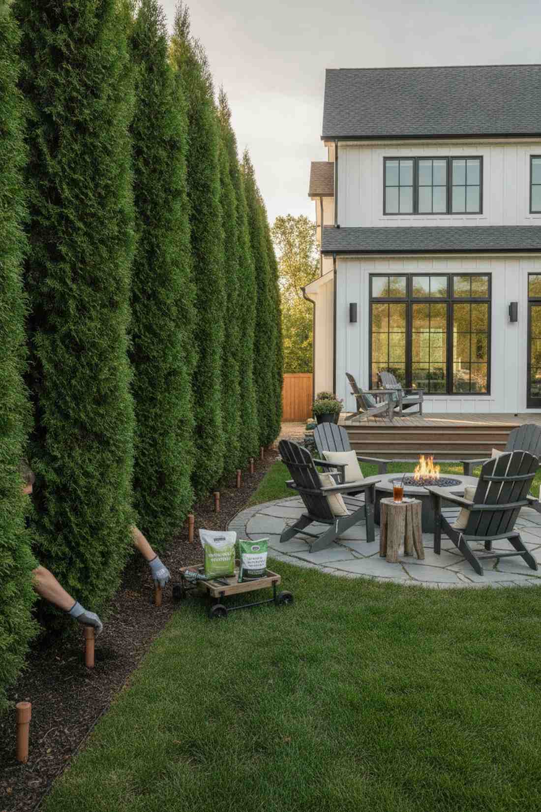 tall privacy hedge walls