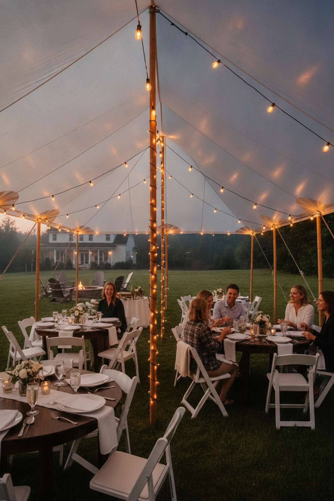 tent perimeter string light framework