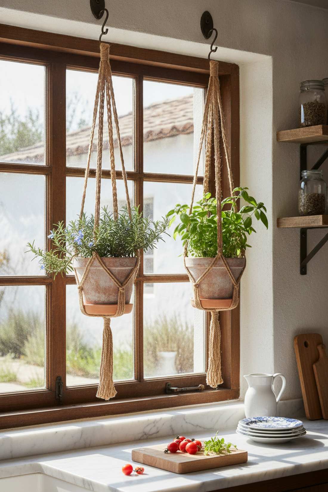 terracotta hanging pot with saucer