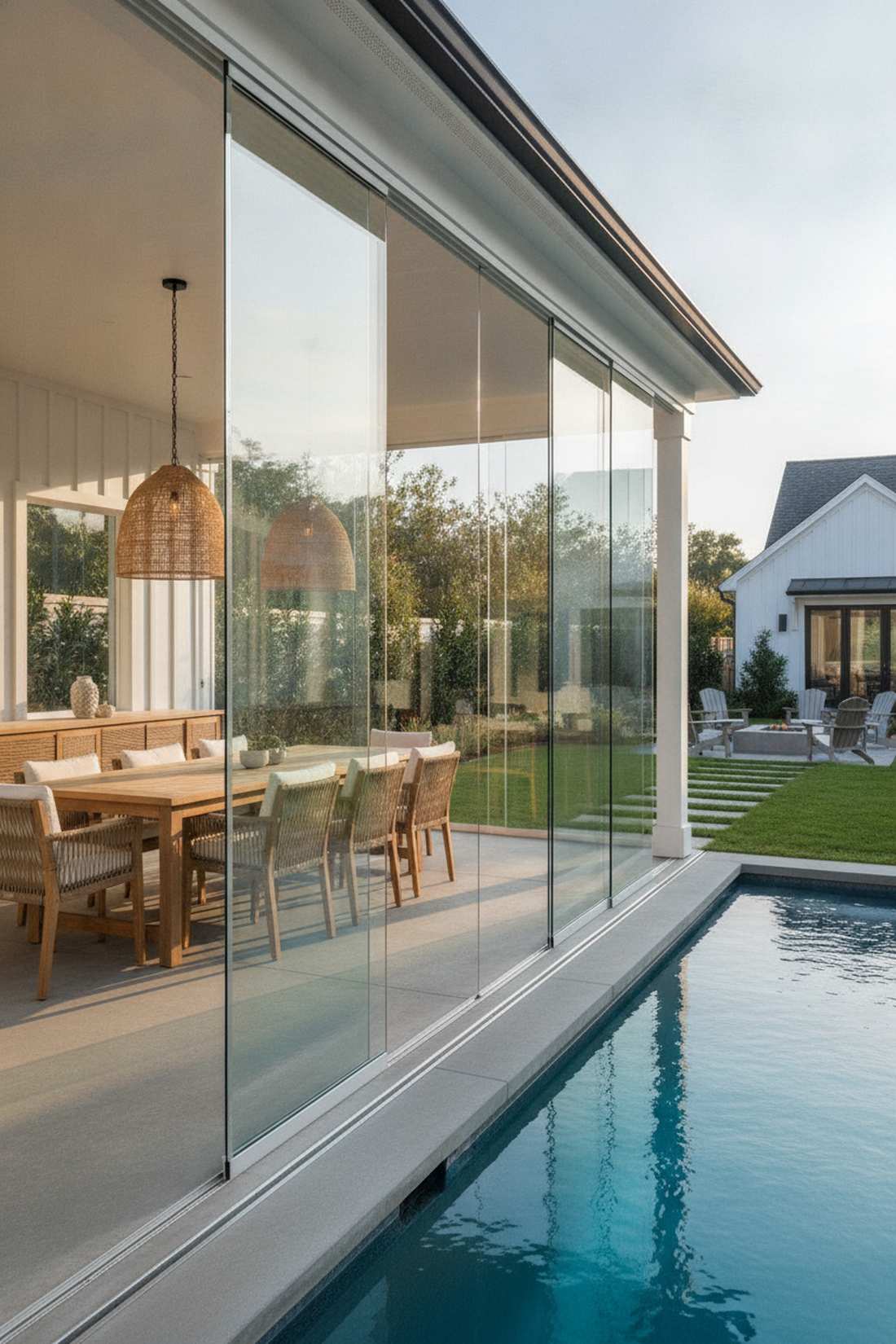 three season rolling glass panels