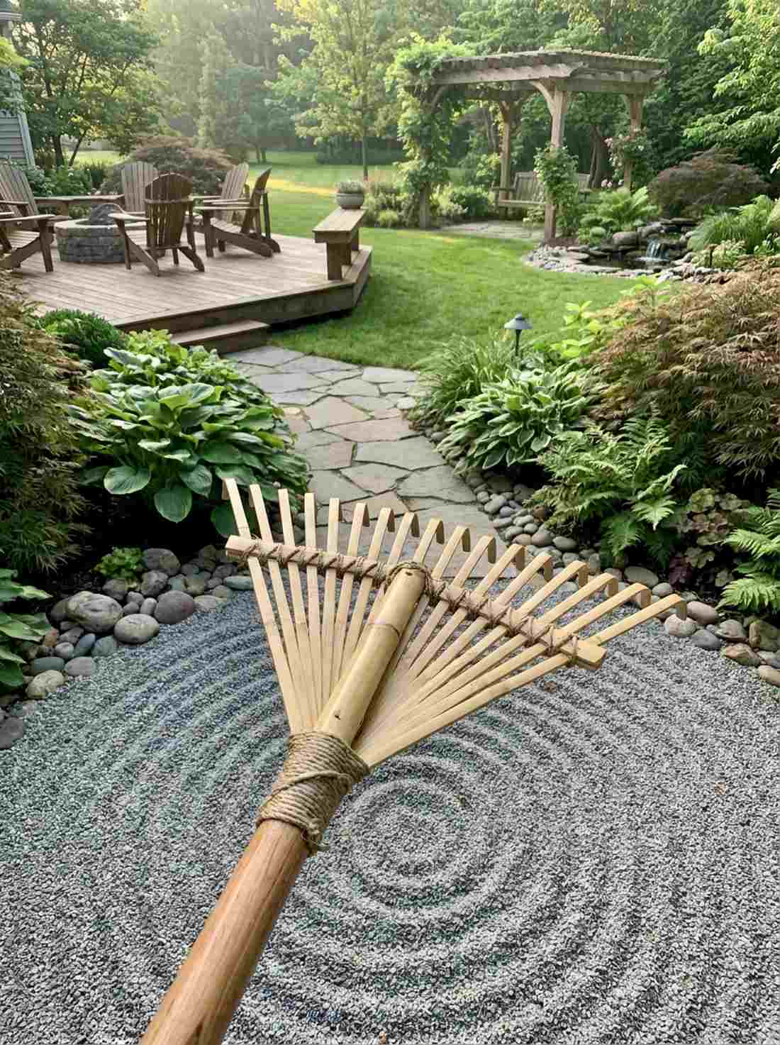 tie on bamboo rake head