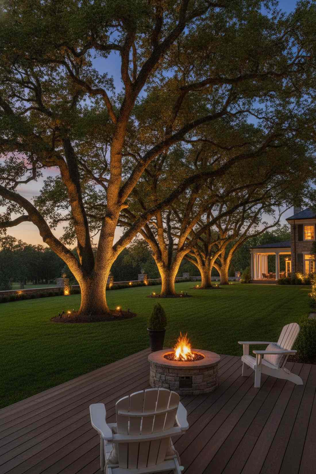 tree uplighting with directional spotlights